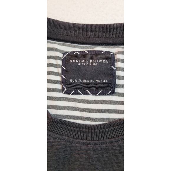 Denim & Flower Womens T Shirt XL Black Textured Minimalist Classic Basic - Picture 7 of 8